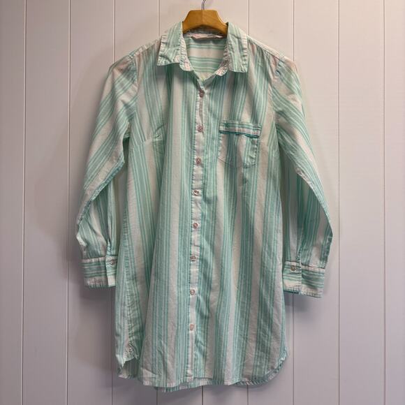 Victoria's Secret Womens Preppy Striped Button Up Sleep Shirt Size S Loungewear - Picture 1 of 8